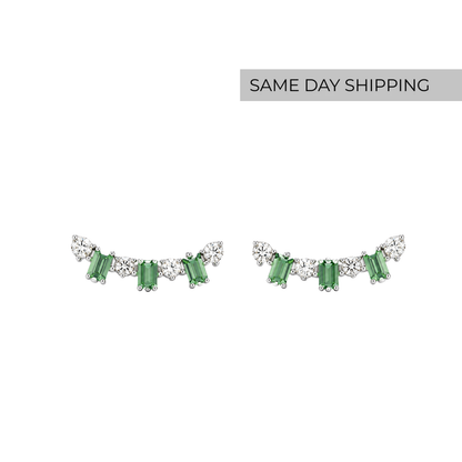 Emerald Spark Ear Climbers earring