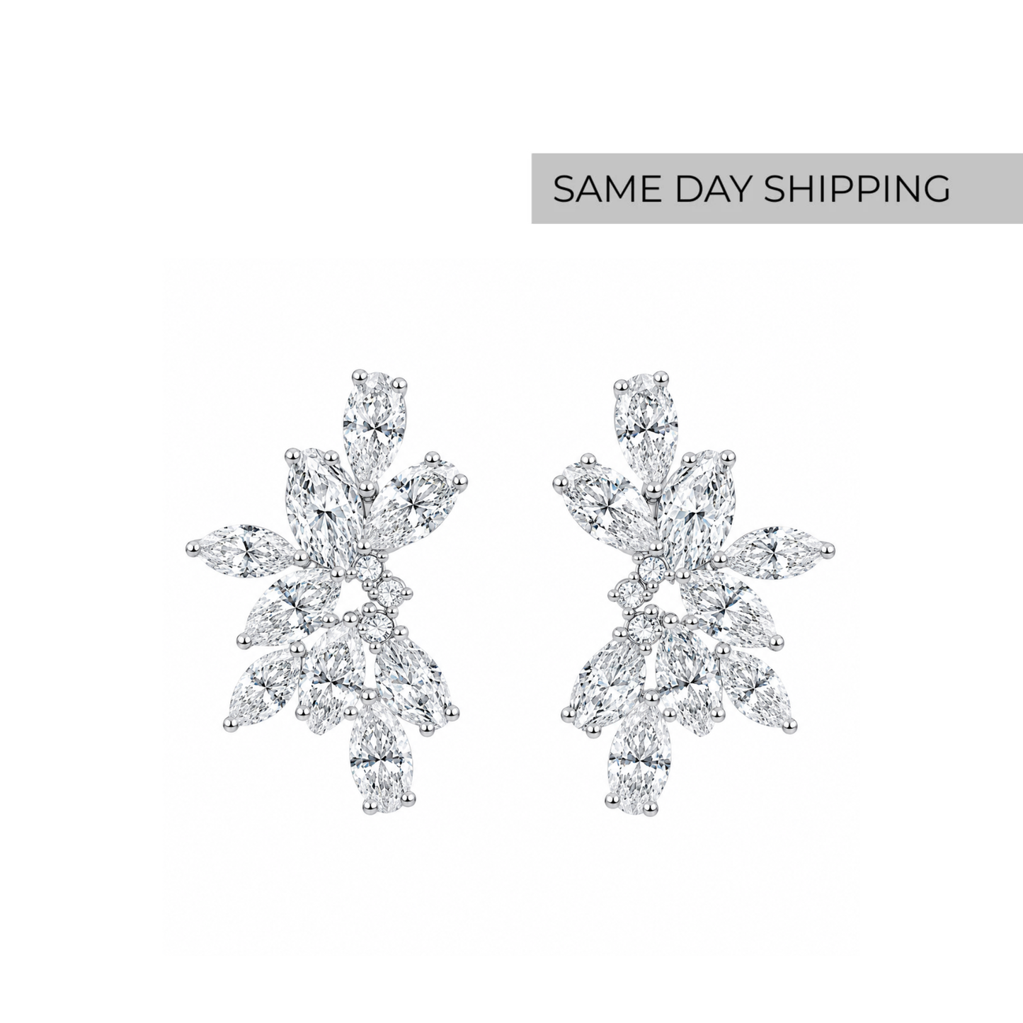 Pear and Marquise Cluster Earrings