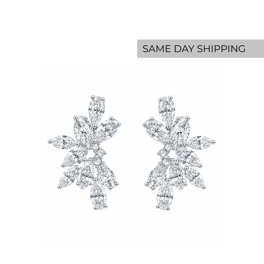 Pear and Marquise Cluster Earrings