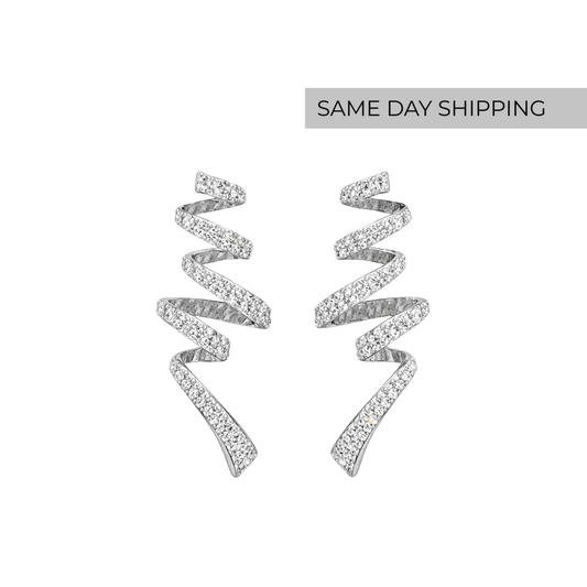 Pavé Spiral Drop Earrings