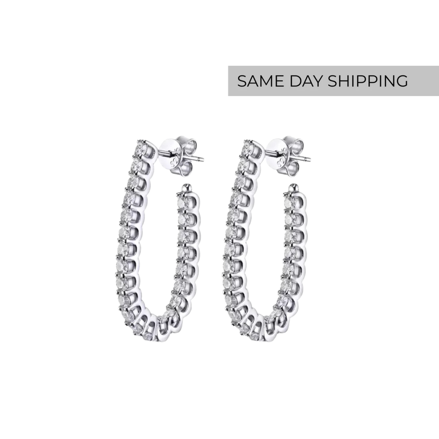 Elongated Oval Inside-Out Hoops Earrings