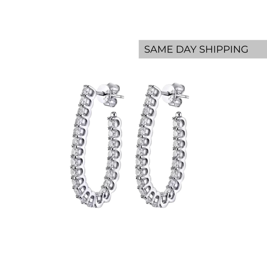 Elongated Oval Inside-Out Hoops Earrings