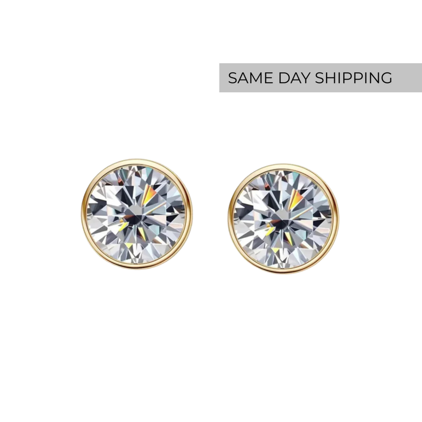 Bezel Stud Earrings