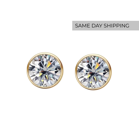 Bezel Stud Earrings