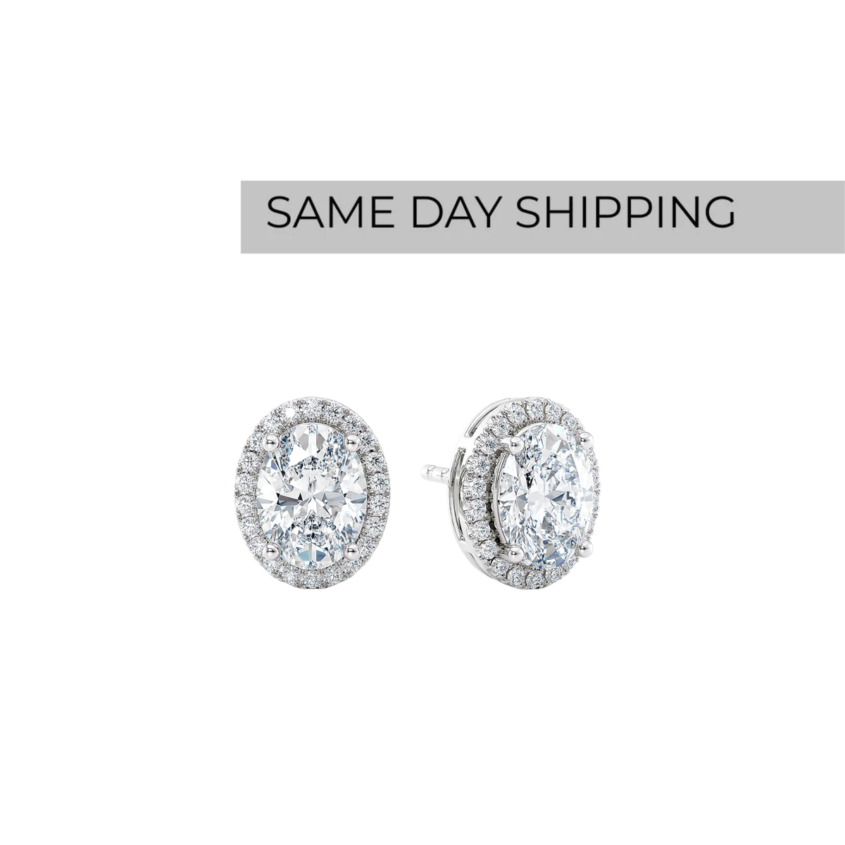 Oval Halo Stud Earrings