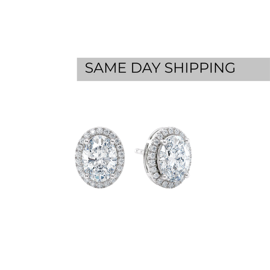 Oval Halo Stud Earrings