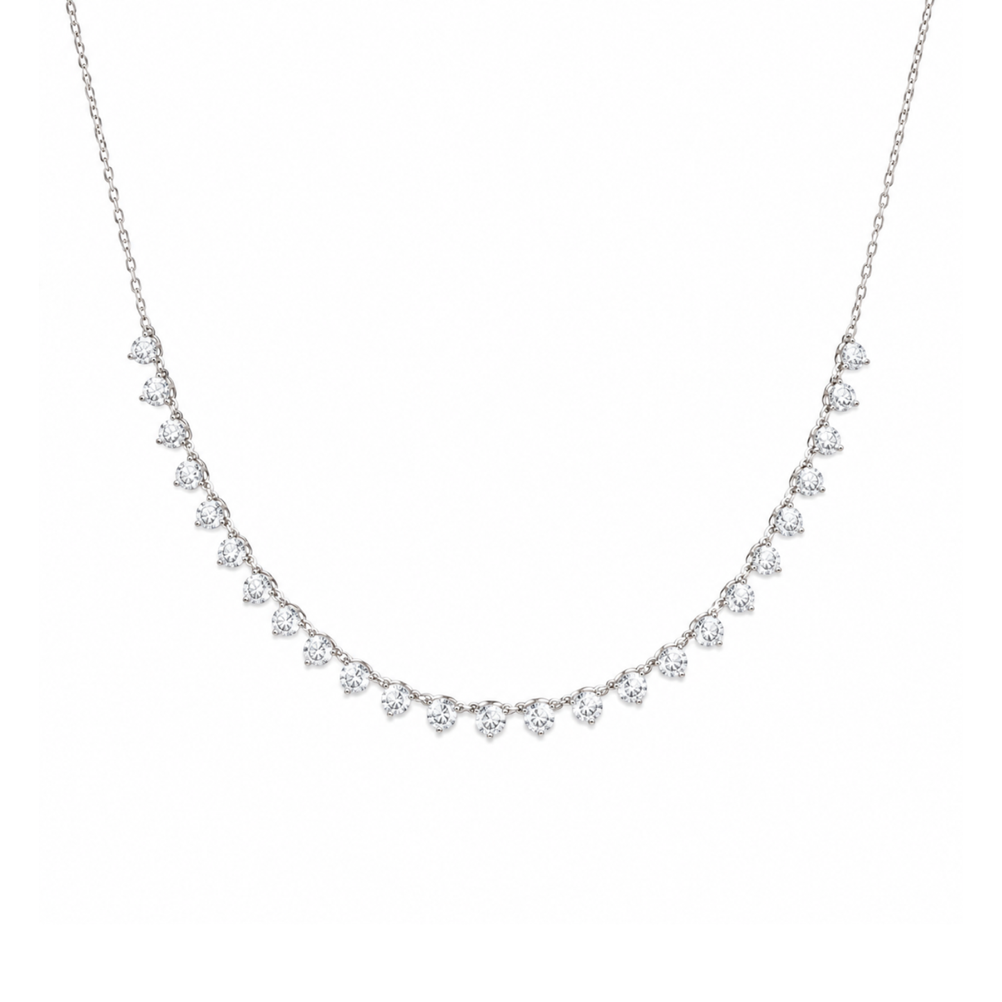 4mm Half 3-Prong Tennis Necklace