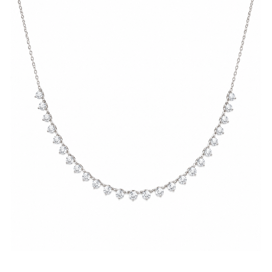 4mm Half 3-Prong Tennis Necklace