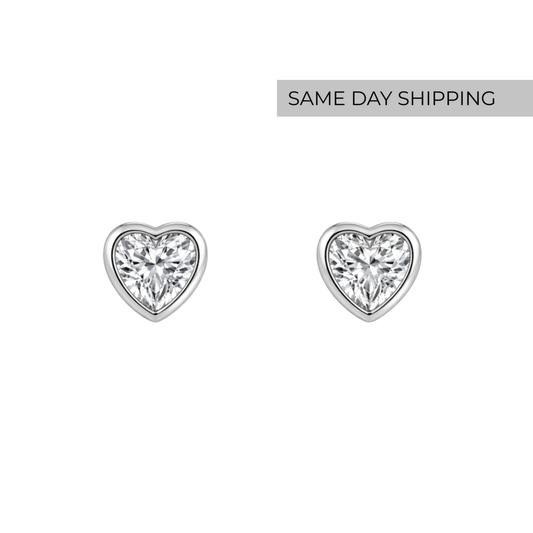 Mini bezel heart earrings