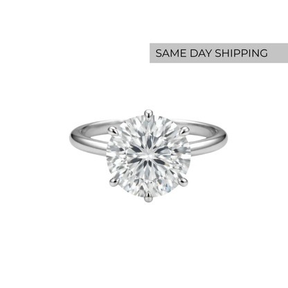 5 CT Round Cut Six-Prong Solitaire Engagement Ring