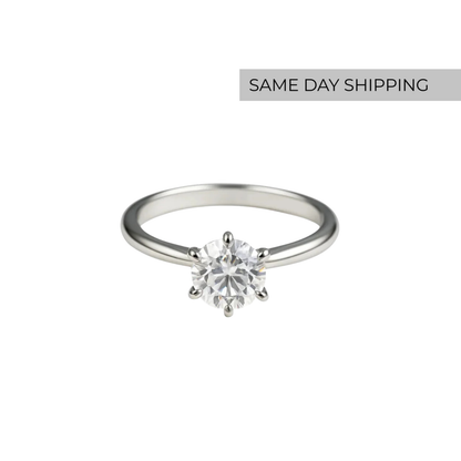 Round Cut Six-Prong Solitaire Engagement Ring