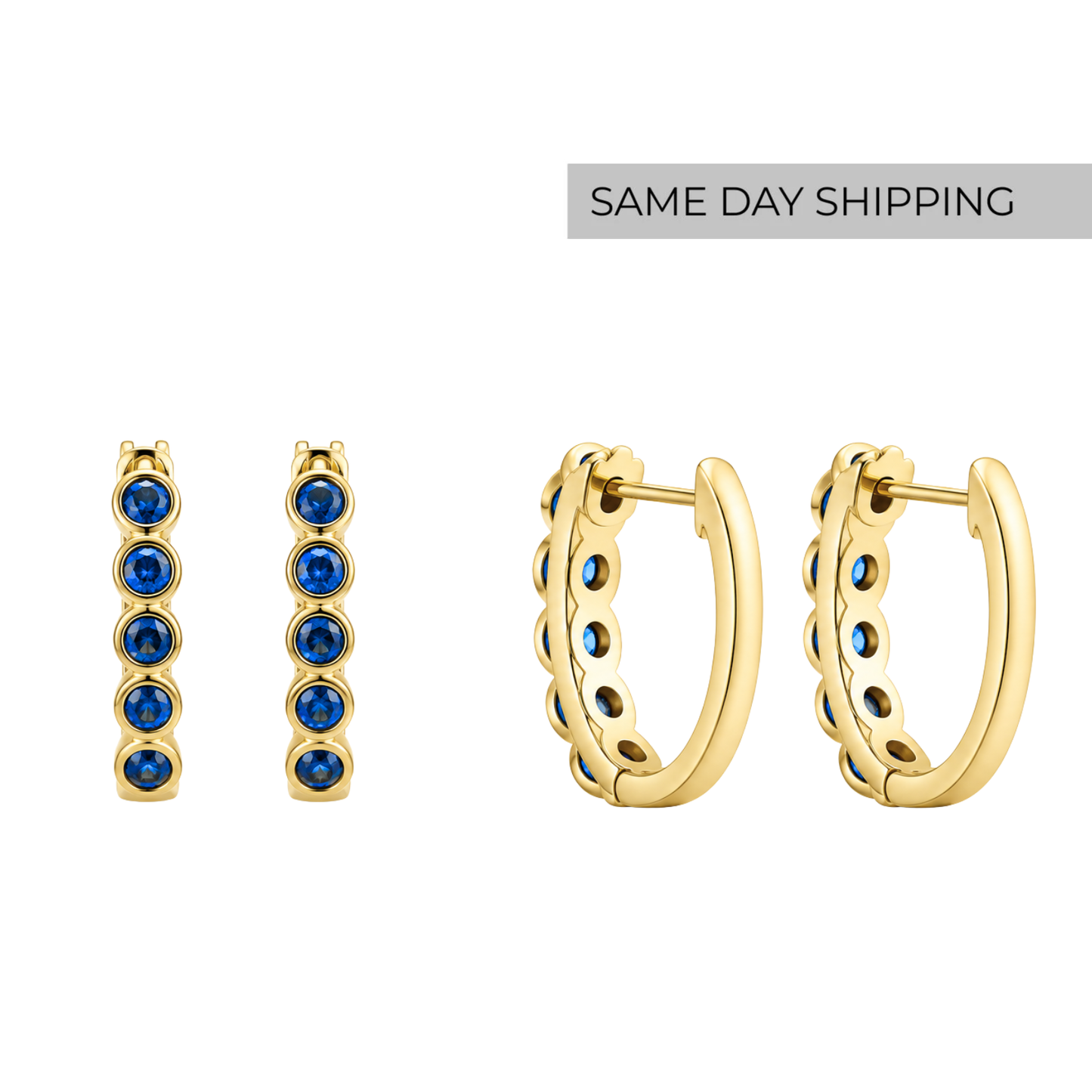 Sapphire Bezel Hoop Earrings