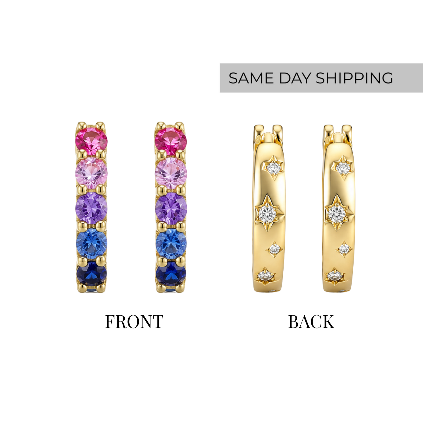 Reversible Rainbow & Star Hoop Earrings