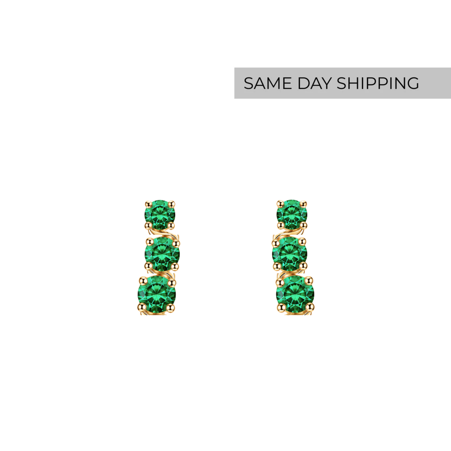 Graduated Lab Emerald Drop Earrings.