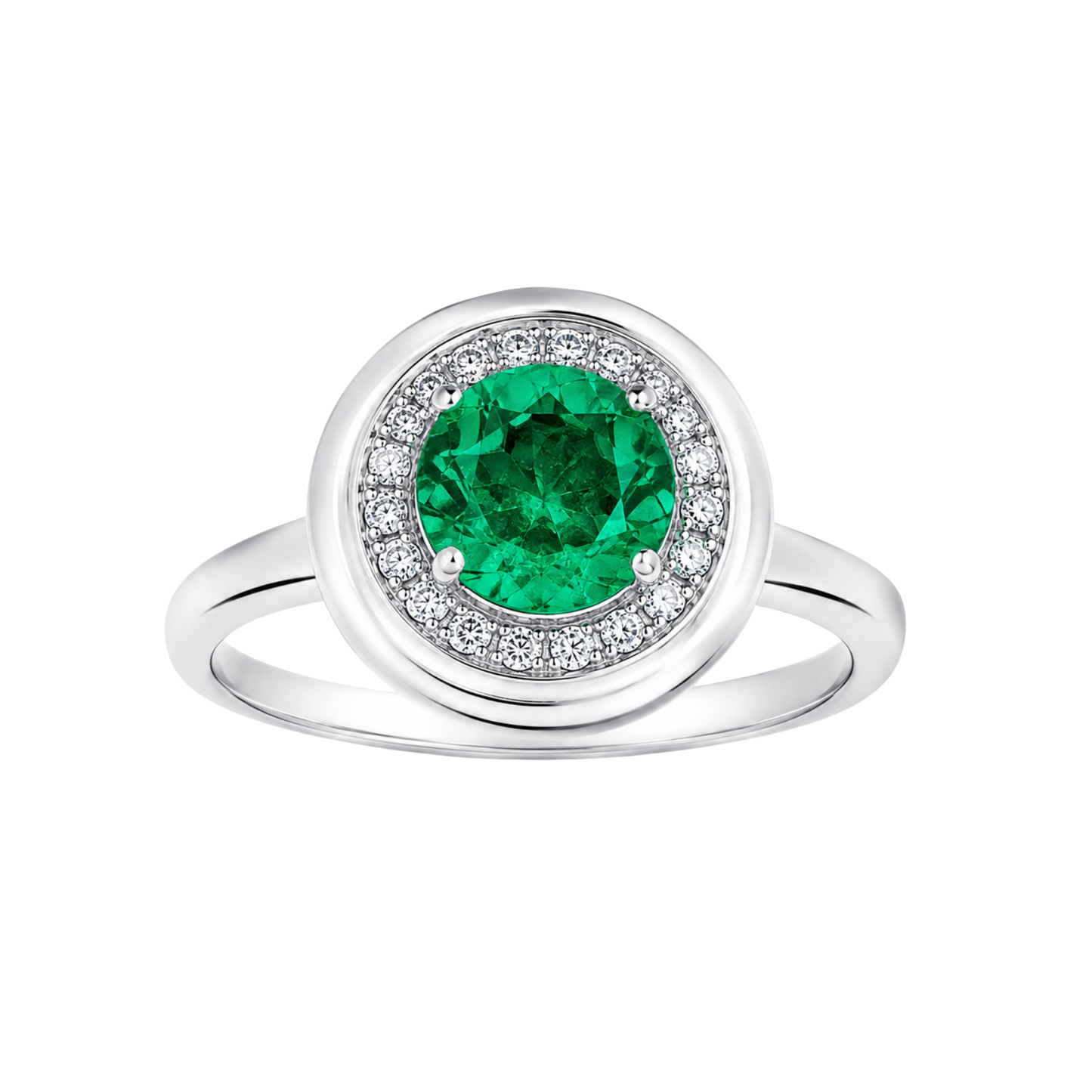 Round Emerald Halo Ring