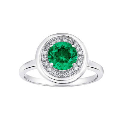 Round Emerald Halo Ring