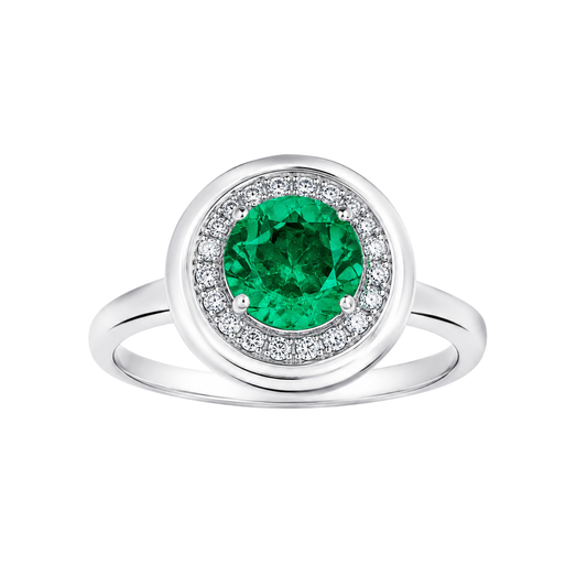 Round Emerald Halo Ring