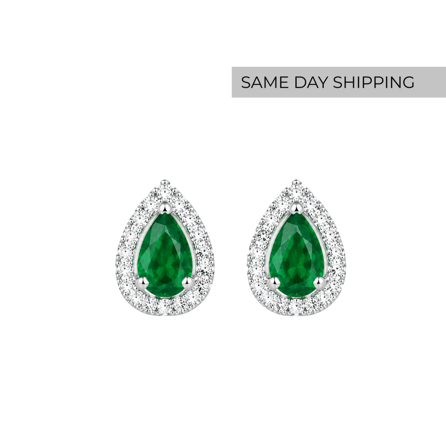Pear Cut Halo Stud Earrings