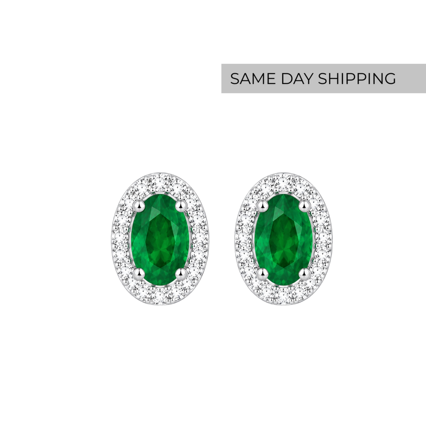 Oval  Cut Halo Stud Earrings