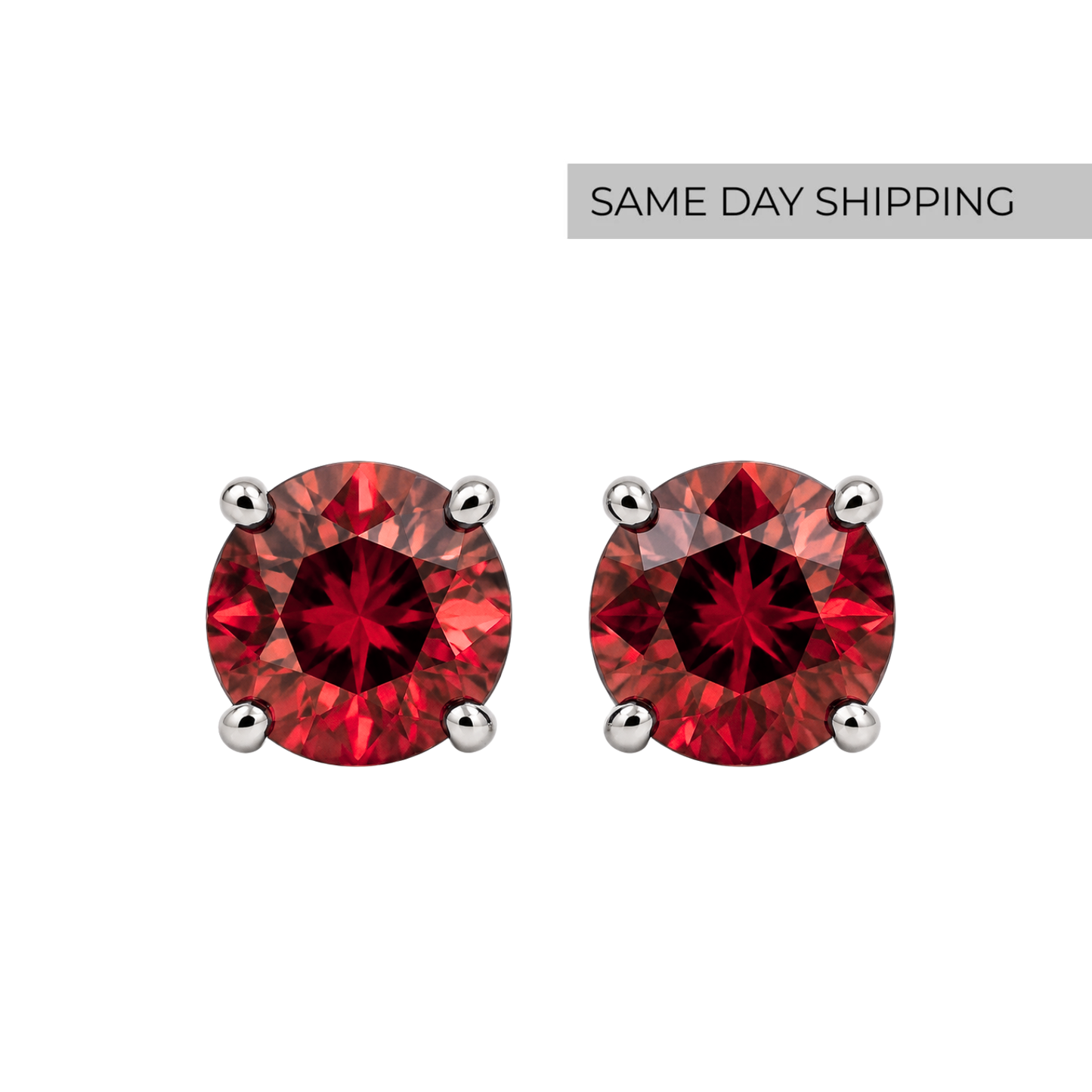 Lab Ruby Martini Stud Earrings