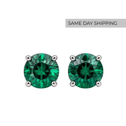 Lab Emerald Martini Stud Earrings