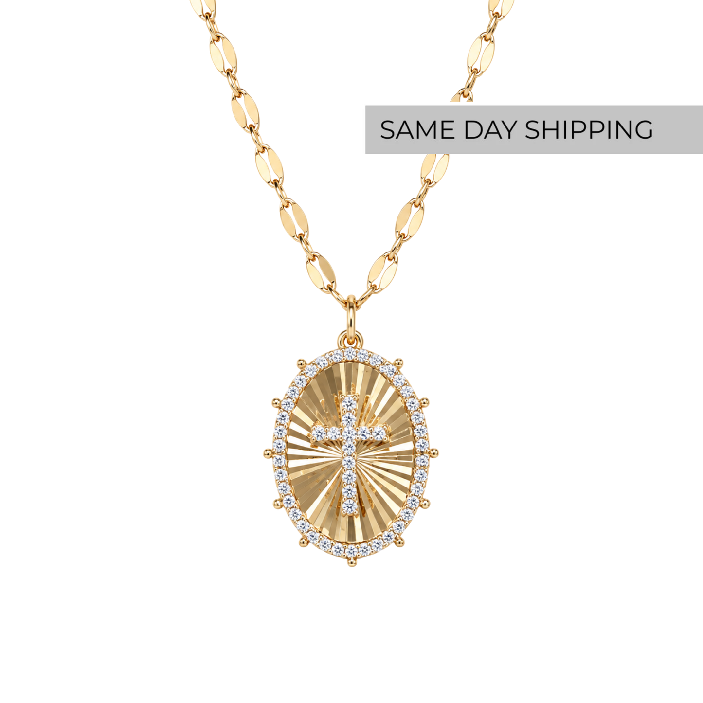 Radiant Cross Medallion Necklace