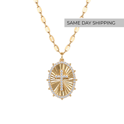 Radiant Cross Medallion Necklace