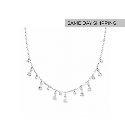 Pear & Round Drop Necklace