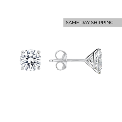 Martini Setting Round Solitaire Stud Earrings