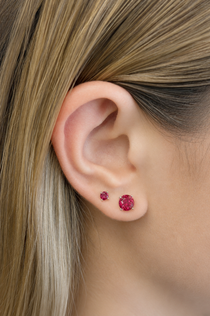 Lab Ruby Martini Stud Earrings