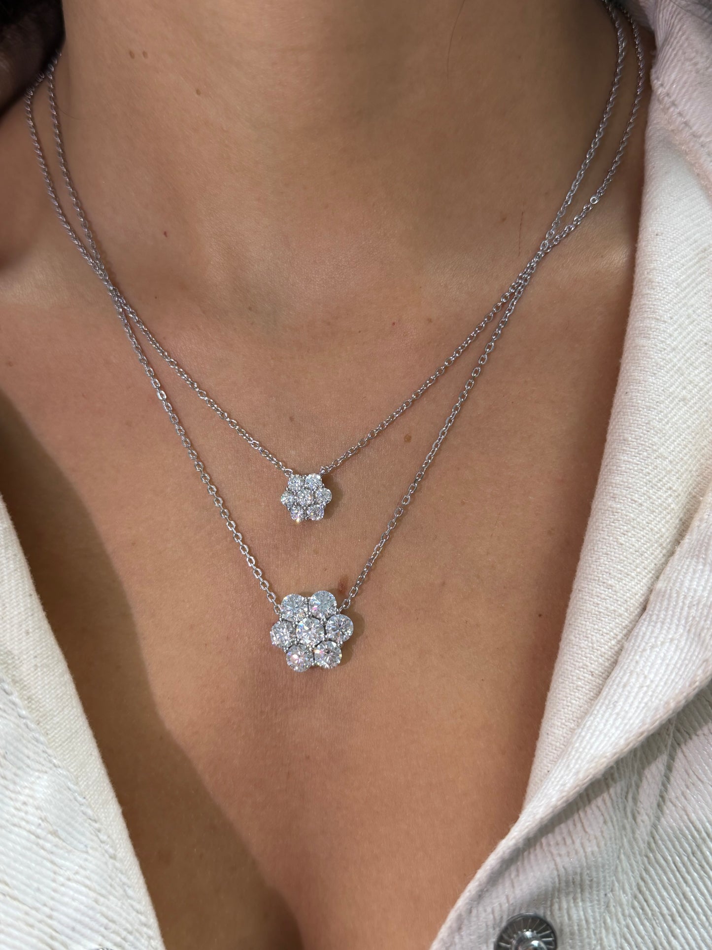 3.5CT Flower Pendant Necklace