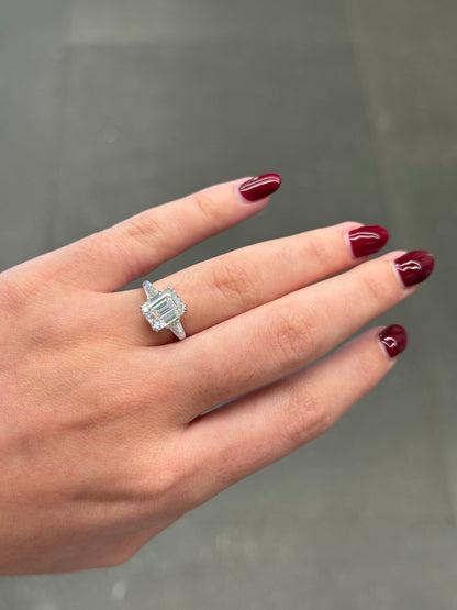 3ct Emerald Cut Trilogy Ring