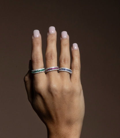 Lab Emerald/ Sapphire OR Ruby Eternity Ring