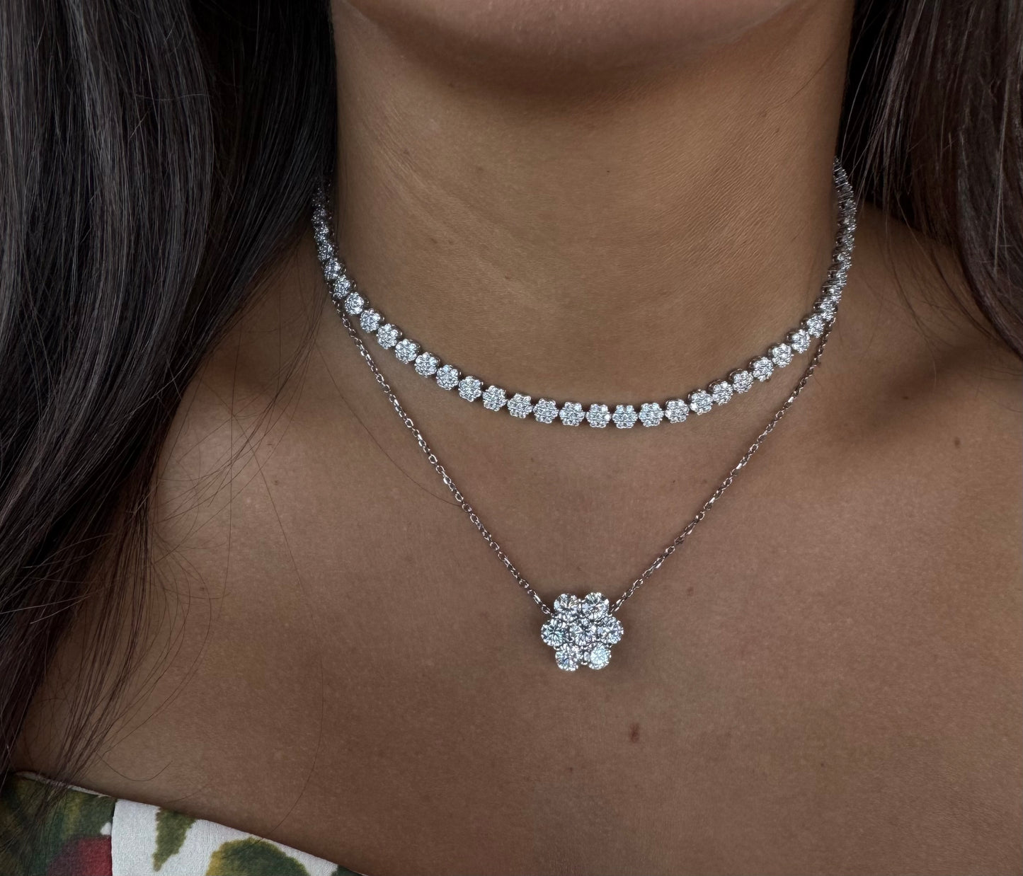 6.4CT Flowers Adjustable Choker Necklace