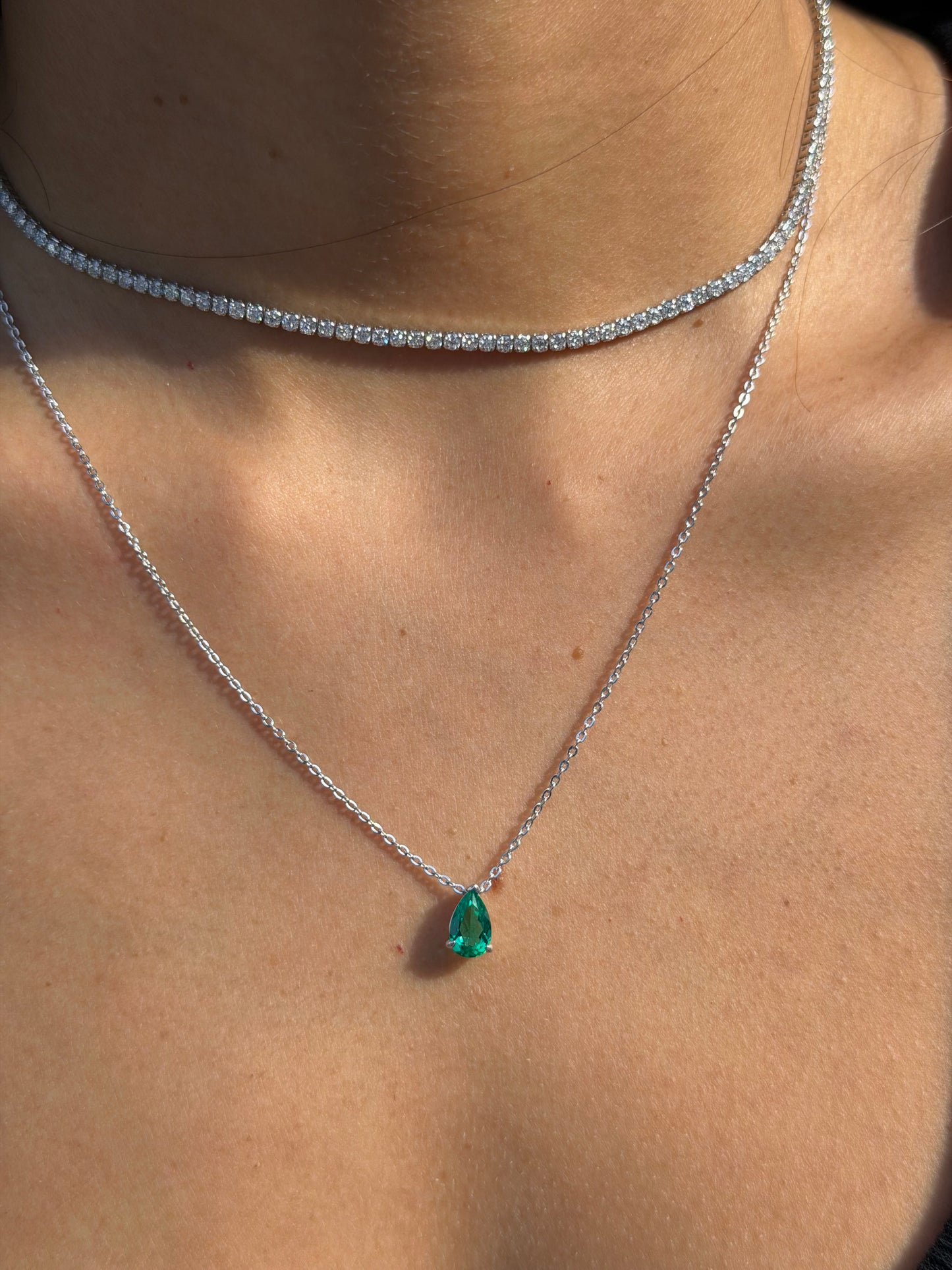 Pear Cut Emerald Necklace Pendant