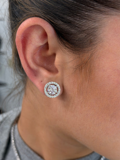 3.5cttw 2-in-1 Halo Stud Earrings With Removable Jackets