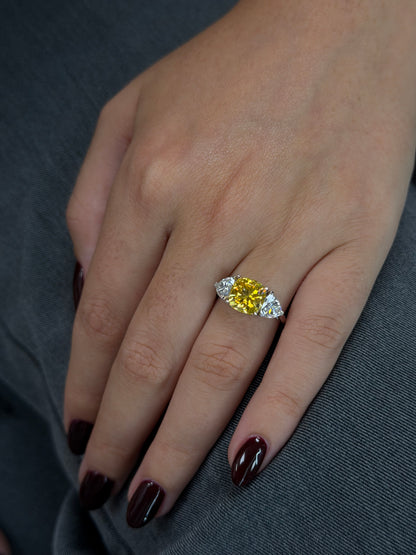 Canary Yellow Three-Stone Ring