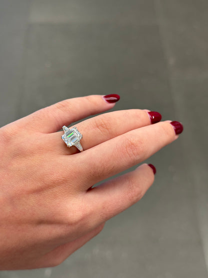 3ct Emerald Cut Trilogy Ring