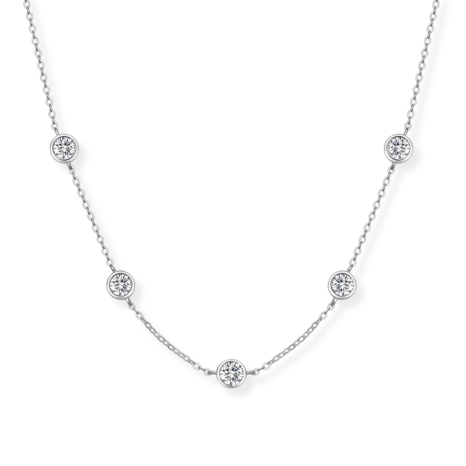 5 Stone Bezel Set Necklace – DM Co.