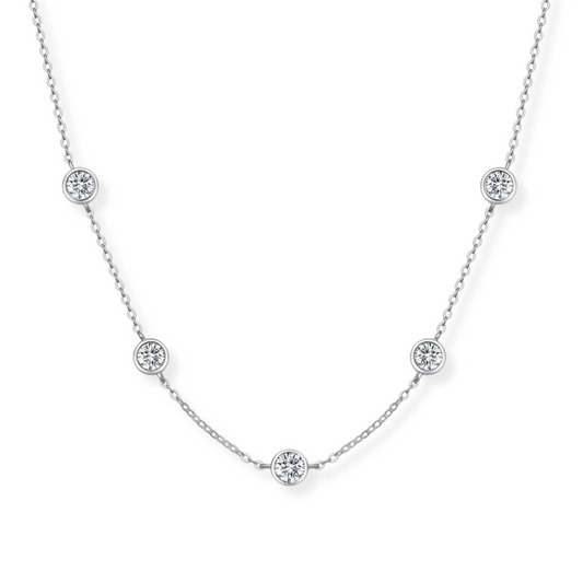 5 Stone Bezel Set Moissanite Necklace