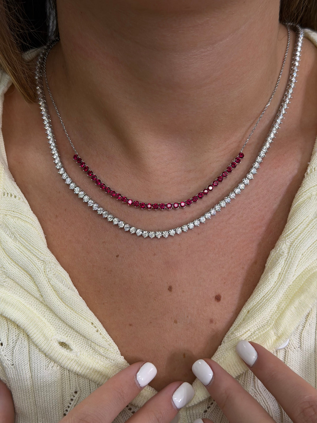 HALF COLOR TENNIS NECKLACE