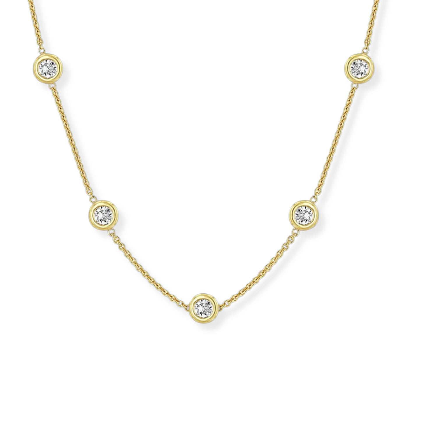 5 Stone Bezel Set Moissanite Necklace