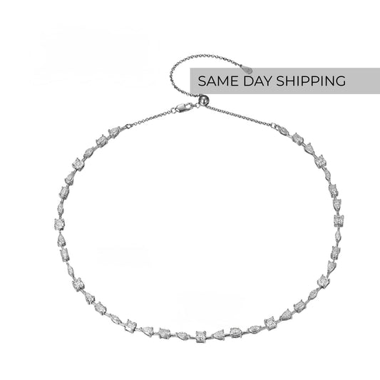 Adjustable Multi-Cut Tennis Choker Necklace
