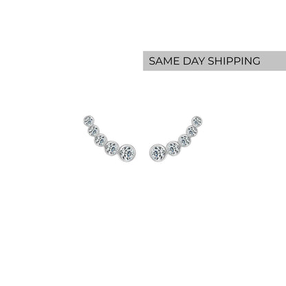 Bezel Set Climber Earrings