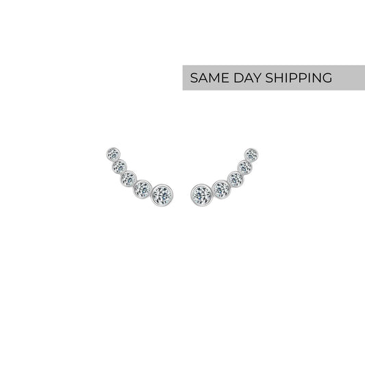 Bezel Set Climber Earrings