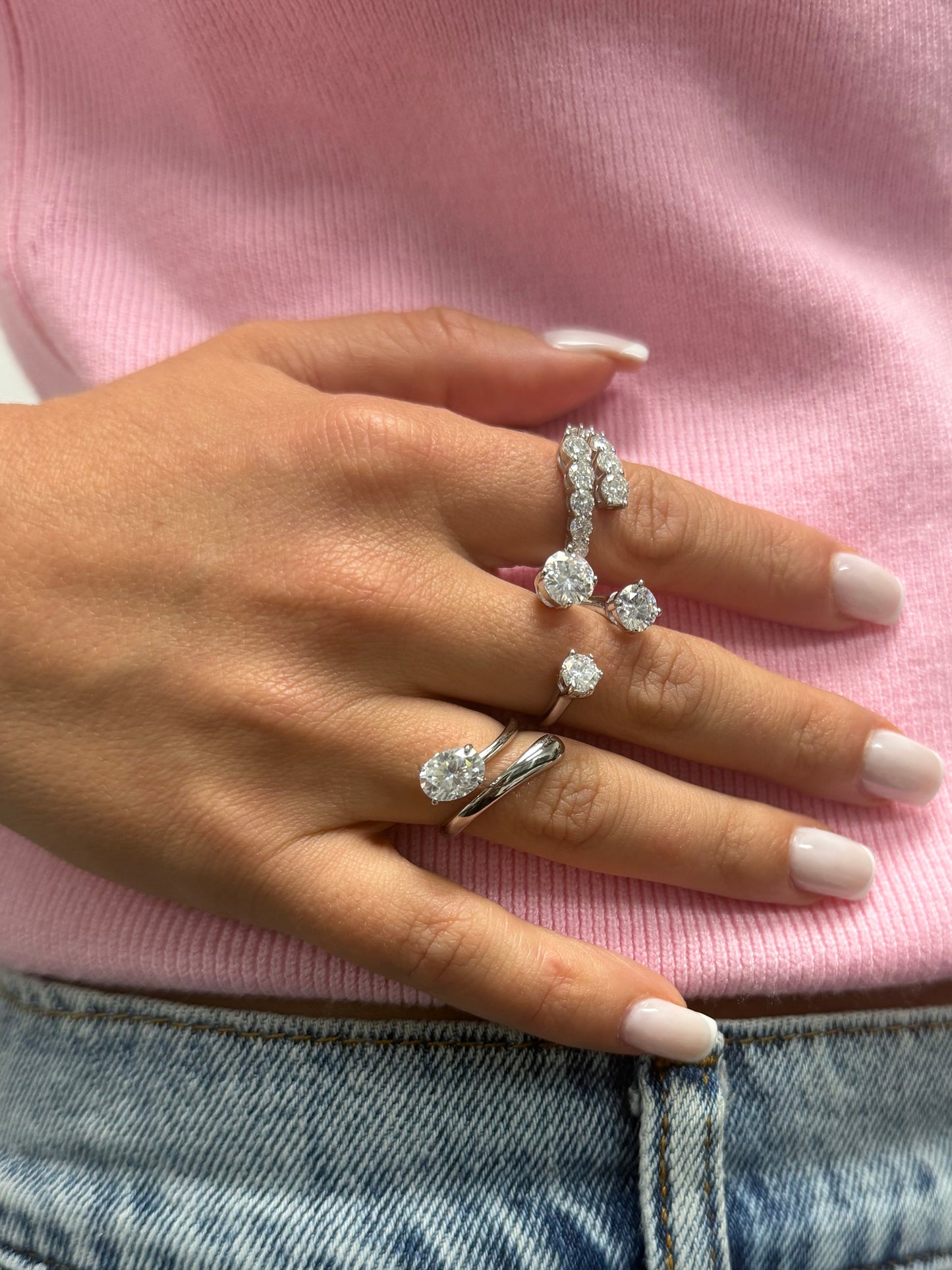 1.5CT Oval Cut Adjustable Twisted Band Ring