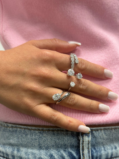 1.5CT Oval Cut Adjustable Twisted Band Ring