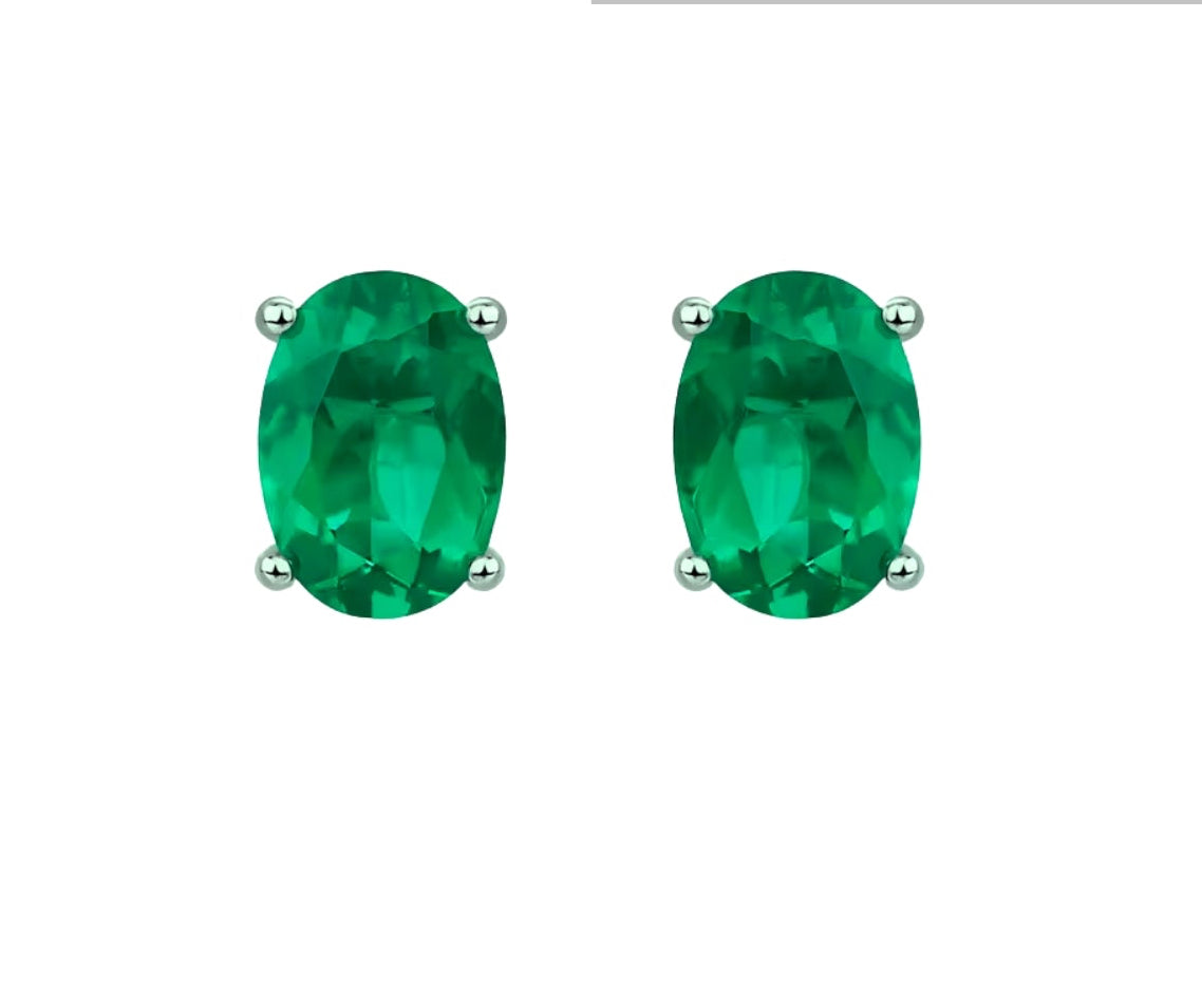 Emerald Oval Studs
