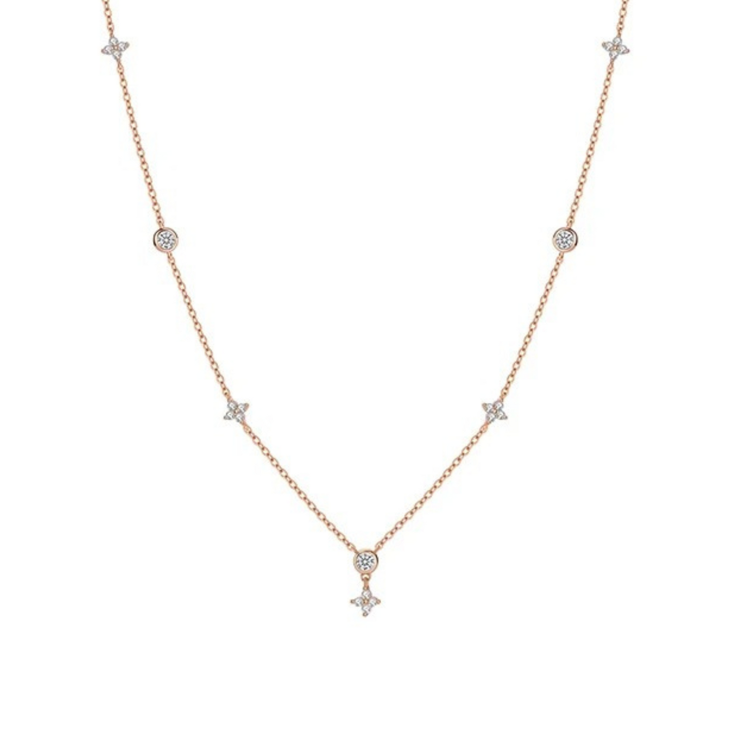 Clover Bezel Set Pendant Necklace