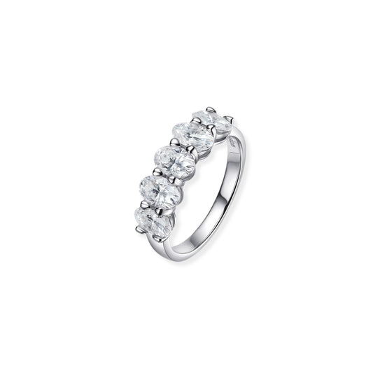 2.5CT Oval Cut Moissanite Half Eternity Ring
